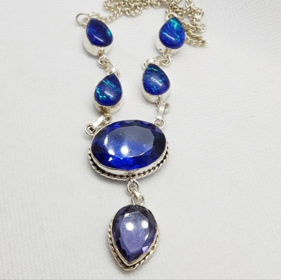 Nwot!! Amethyst blue sapphire and triplet opal 925 sterling - Picture 1 of 8